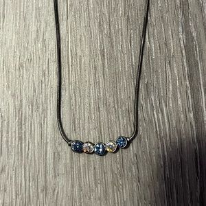 Baby blue silver rhinestone necklace